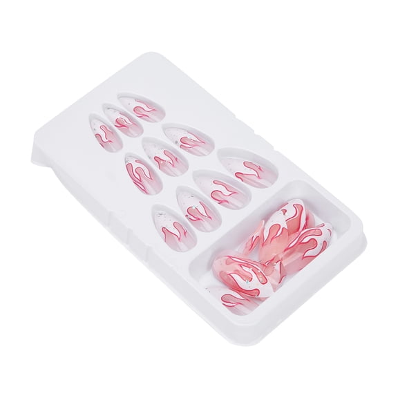 Yajisi 24pcs Women Exquisite False Nails Full Cover Fashionable Fake Nail Tip Manicure Tool Set High-Gloss Finish Wearable Press On Nails with Glue Included 10 inches / 25.4 cm Extra Long