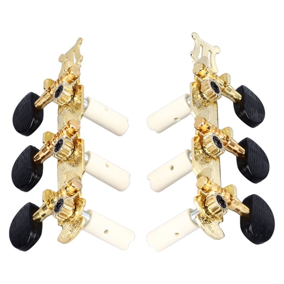 Yajisi 2PCS Guitar Tuning Pegs Open String Tuning Keys Machine Head Copper Tuners for Classical and Acoustic Guitars, Includes 8 Screws, Black and Gold Finish, 6.30 inches / 16 cm