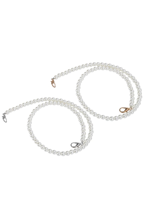 2pcs Beaded Bag Strap Replacement, 23.6 inches / 60 cm Purse Chain Accessories with Golden & Silver Hooks for Handbags, Mobile Phones, Jewelry, Crossbody Shoulder Strap