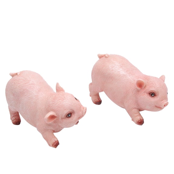 Yajisi 2pcs High Simulation Resin Piglet Ornaments Pair of Lifelike Pig Sculptures Lawn Miniature Landscape Garden Decors 4.7 x 2.6 inches / 12 x 6.5 cm