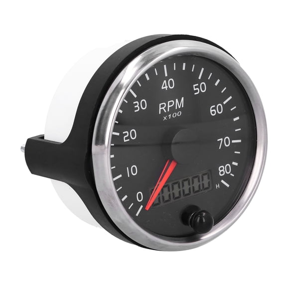 Yajisi 3.3-Inch 85mm Waterproof Car Tachometer Gauge, 0-8000 RPM LCD Hourmeter Stepper Motor Backlit Tacho RPM Meter for 1-8 Cylinder 12V/24V Gasoline Engine Marine Boat Truck Vehicles