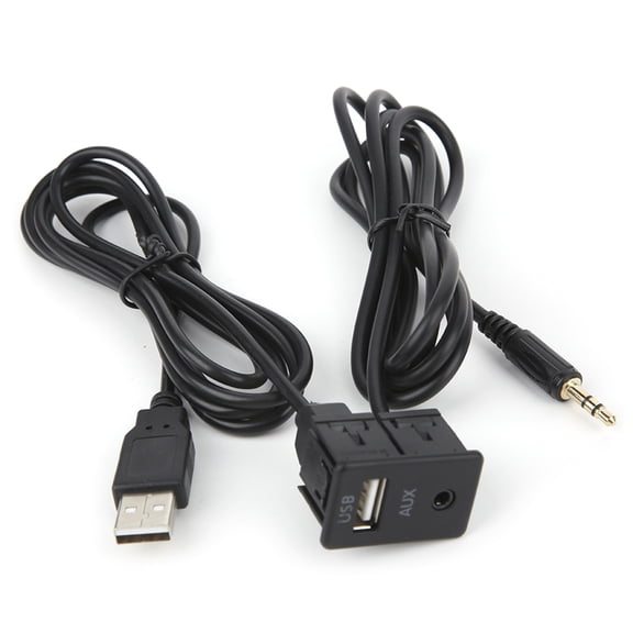 Yajisi 3.5mm AUX Extension Cable Adapter Flush Mount USB Port Headphone Jack Panel Mounting for Car Boat Audio Systems 57.1 inches / 145 cm