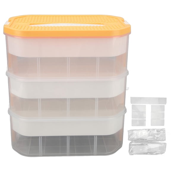 Yajisi 3-Layer Blocks Storage Bin, Stackable Compartment Organizer with Adjustable Dividers Yellow, 13.4 x 12.6 x 9.4 Inches