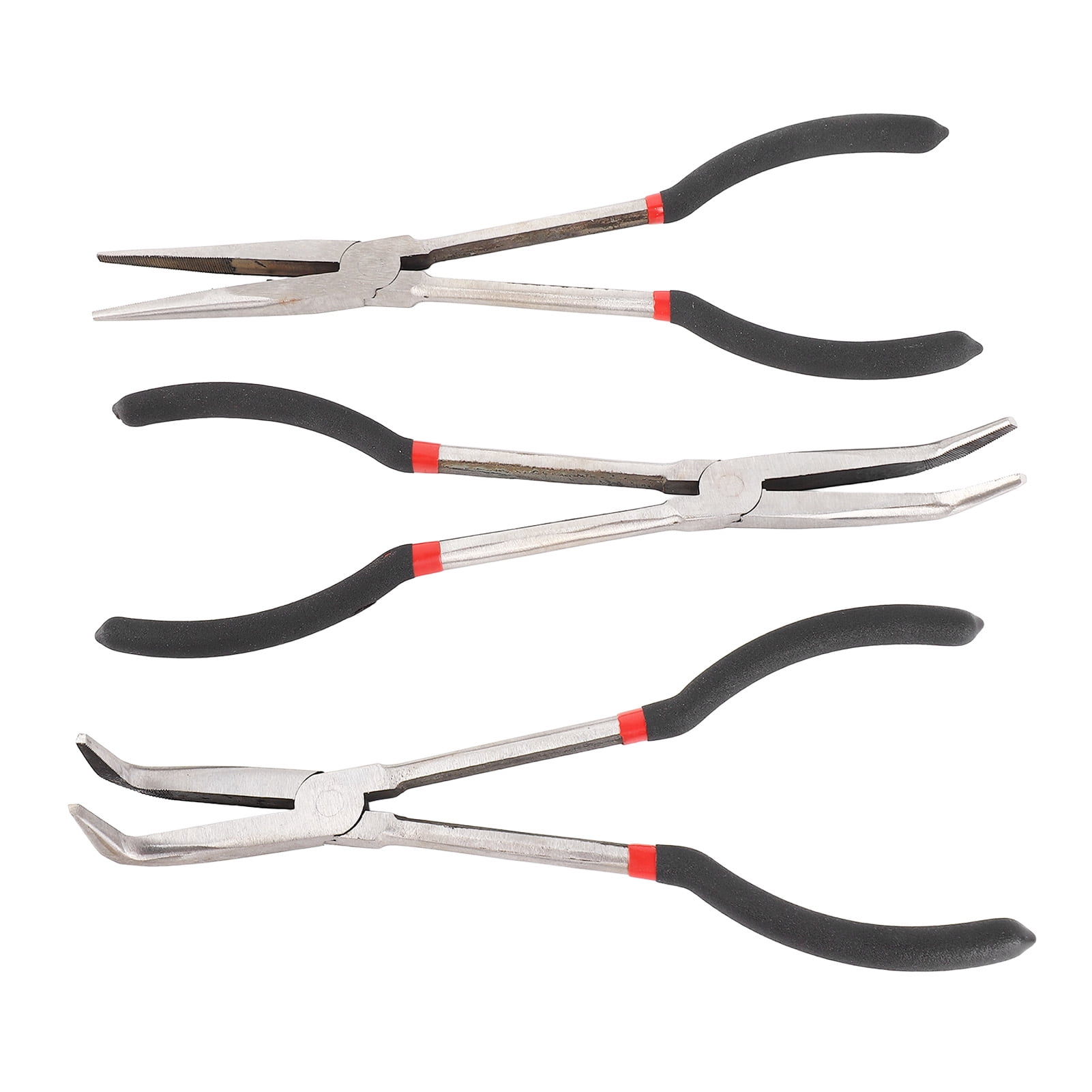 Yajisi 3-Piece 11-Inch Extra Long Needle Nose Pliers Set (Straight, 45 & 90 Degree Angle), Steel Long Reach Pliers for Home Repair, Auto & Crafting (11 in / 27.9 cm)