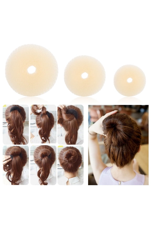 3 Pieces Women Hair Accessories Donuts Dish Hairdressing Tools, Soft Nylon Hair Disk Headwear Elastic Hair Ties for Lovely Meatball Head Buns, Neat Ponytail Holders Scrunchies Set, 3.54 Inches