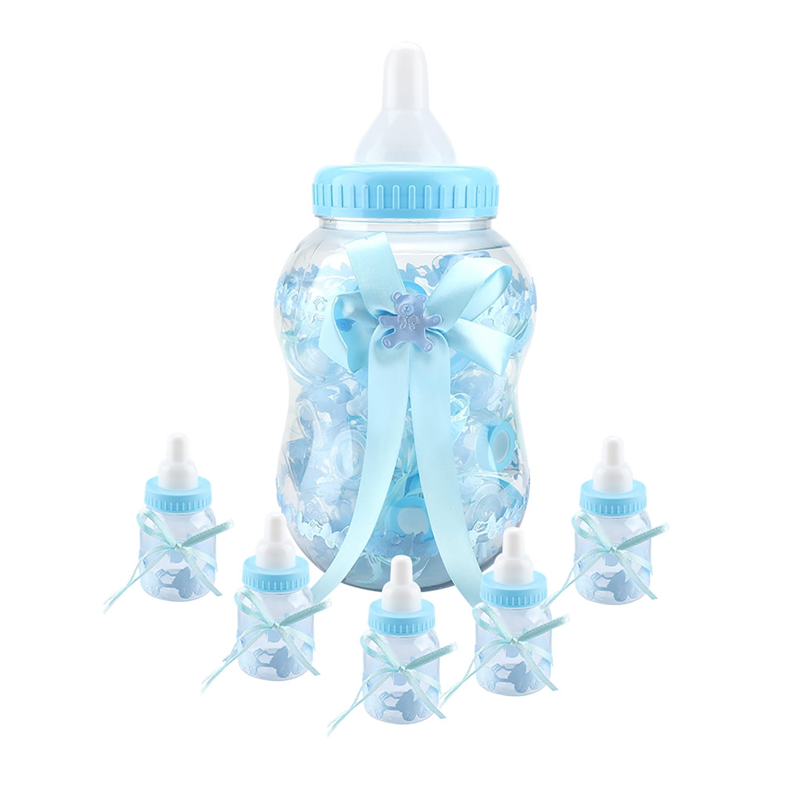 Yajisi 30 Pack Cute Baby Feeding Bottle Candy Boxes for Christening Party Decorations & Baby Shower Favors, Blue (38cm / 15.0 inches)