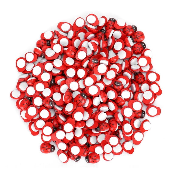 Yajisi 300Pcs Wooden Ladybugs Simulation Tiny Landscape Crafts Scrapbooking Embellishments DIY Decoration Accessories 0.4 inches / 10 mm Red Tiny Ladybug Beetles for Micro Landscapes