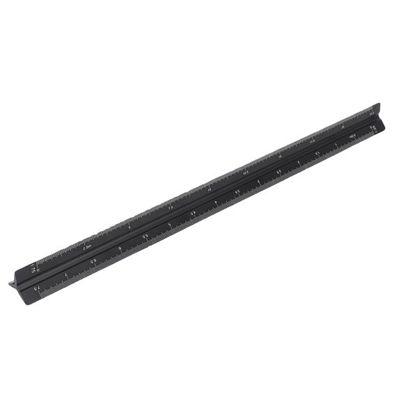Yajisi 30cm Metric Triangular Engineer Scale Ruler Aluminum Black Architect Scale Ruler for Architects Students Draftsman (11.81 inches / 30.0 cm)