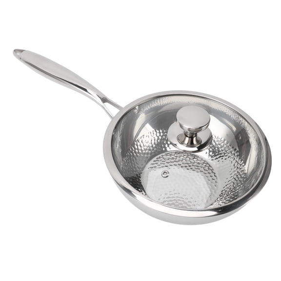 Yajisi 316 Stainless Steel Frying Pan Triple Layer Clad Hammered Grain 3-Ply Non-Stick Healthy Cookware Set 16.9x9.4x4.7in