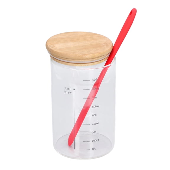 Yajisi 34oz Sourdough Starter Jar Kit, Glass Container with Wooden Lid & Silicone Cover for Bread Baking, 9.45 x 5.91 x 5.51 Inches