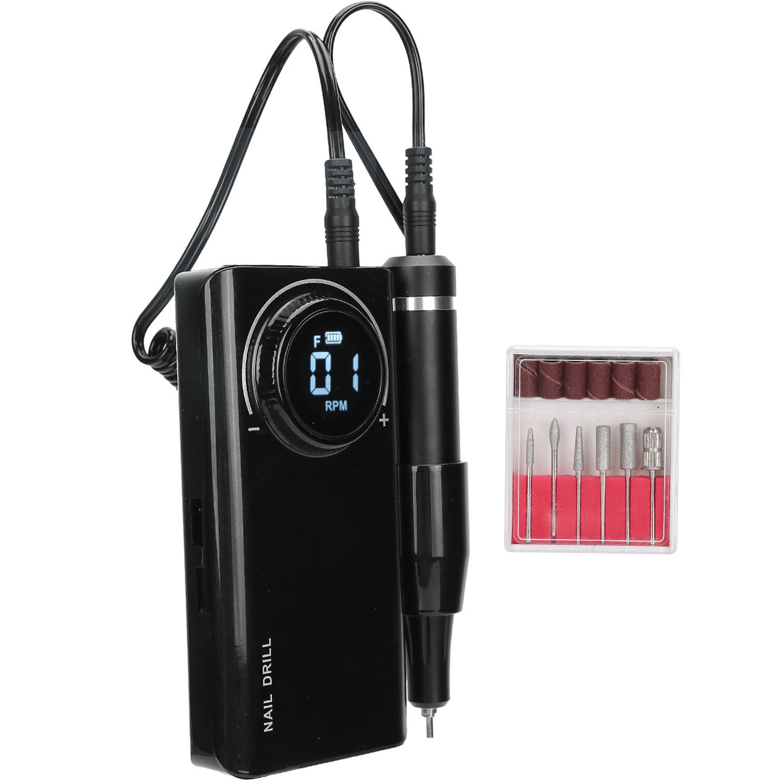 Yajisi 35000RPM Rechargeable Electric Nail Drill Pen Machine Portable Grinding Polisher, Pearly Lustre Black (5.4 inches / 13.7 cm)