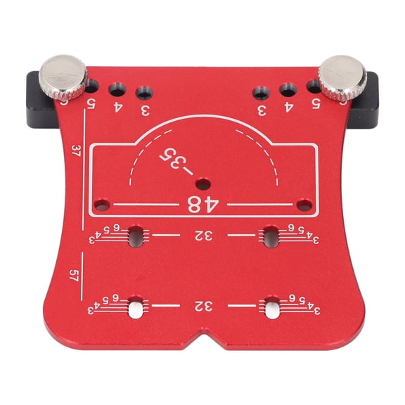 Yajisi 35mm Hinge Punch Locator Boring Jig Kit 4 Hole Spacing Adjustable Margin Marker Positioning Plate Drilling Guide Tool Set for Home Woodworking Door Cabinets, Red (9.06 inches / 23 cm)