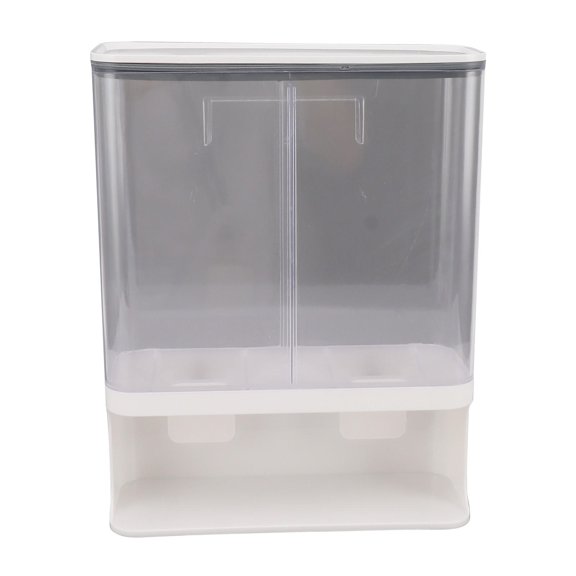 Yajisi 3L Wall Mounted Rice Container Press Type Transparent Airtight Sealed Grain Dispenser Storage Bucket 11.8x9.8x4.3in