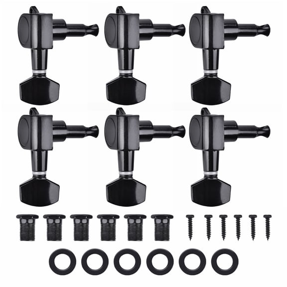 Yajisi 3L3R Guitar Tuning Pegs Tuners Zinc Alloy Machine Heads Replacement Parts For Acoustic And Electric Guitars Black 1.6 Inches / 40.64 mm Exquisite Craftsmanship Durable Set