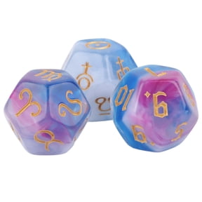 Yajisi 3PCS 12 Sided Polyhedral Dice Set Waterproof Acrylic Table Gaming Dice for Astrological Constellation Divination Role Playing Games, Blue Purple White, 7x4x2 inches / 17.7x10.1x5.0 cm