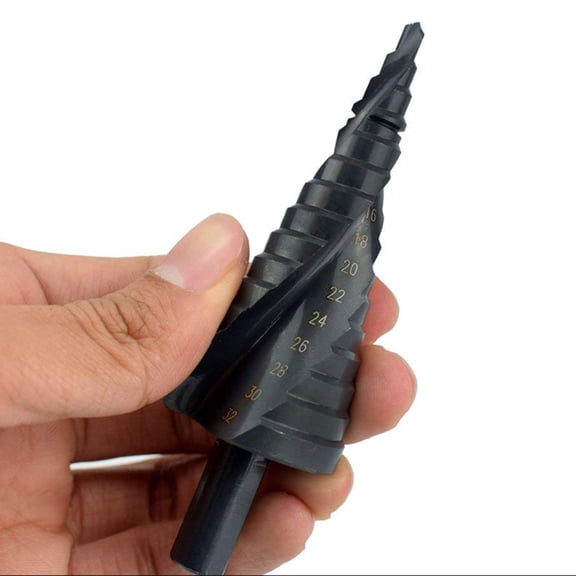 Yajisi 3Pcs HSS Step Drill Bit Set, 4-12mm 4-20mm 4-32mm Sizes, High-Speed Steel Spiral for Metal Cone and Wood Plate, Triangle Round Shank Hole Maker