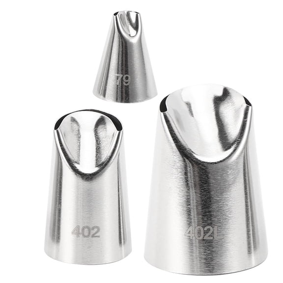 Yajisi 3Pcs Kitchen Stainless Steel Pastry Decorating Nozzles Set for Cookies, Biscuits, and Cake Baking Decoration, Professional DIY Icing Piping Tips Bakeware Tool Set
