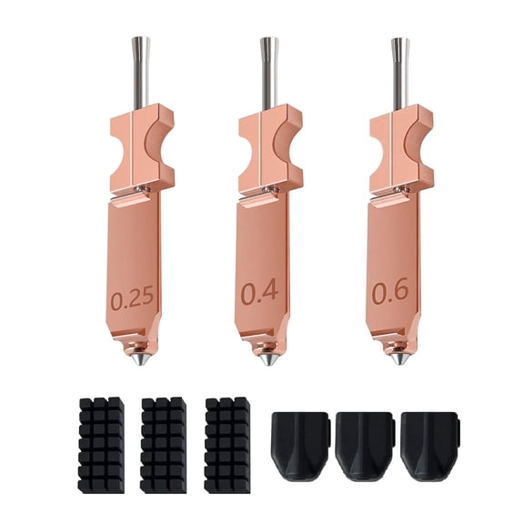 Yajisi 3Pcs Quick Detachable Nozzle Hotend Kit for FLASHFORGE AD5X 3D Printer 0.25mm 0.4mm 0.6mm All Metal Print Head Extruder Parts with 3 Silicone Covers and Brushes
