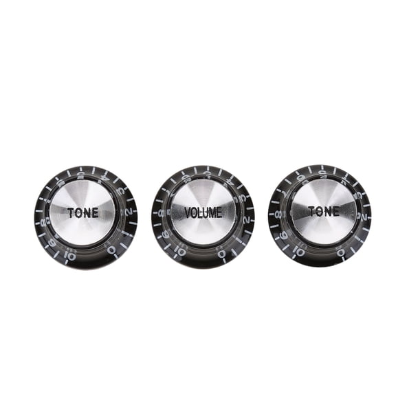 Yajisi 3pcs Guitar Tone Volume Control Knobs Replacement for Electric Guitars, Acrylic and Aluminum, Black[cite: 1]