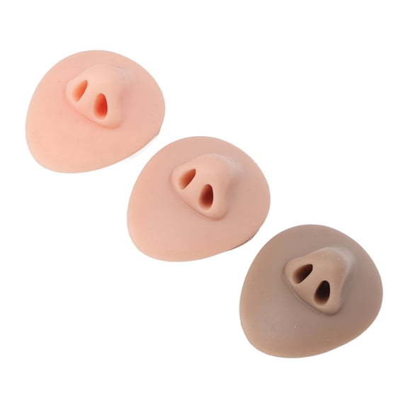 Yajisi 3pcs Silicone Nose Model 3D Simulated Piercing Practice Skin Display Teaching Tool Set with Acrylic Stand, Dark Light Medium Tone, 7.87 inches / 20 cm