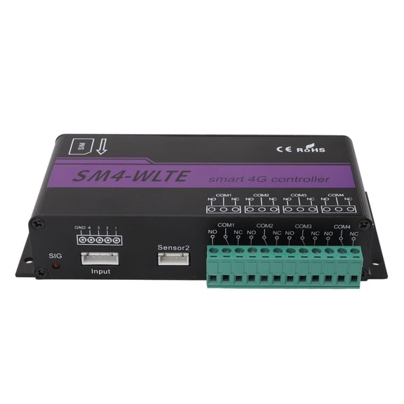 Yajisi 4-Channel 4G GSM Remote Relay Switch with Temperature/Humidity Sensors, PowerLoss Alarm, APP/Web/SMS Control