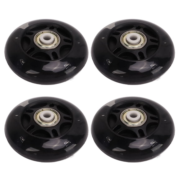 Yajisi 4 Pack 69mm / 2.7 Inches Inline Skate Flash Wheels, Polyurethane Replacement Roller Skate Wheels with LED Light Up Glow, High Rebound Outdoor Athletic Skating Accessories, Black