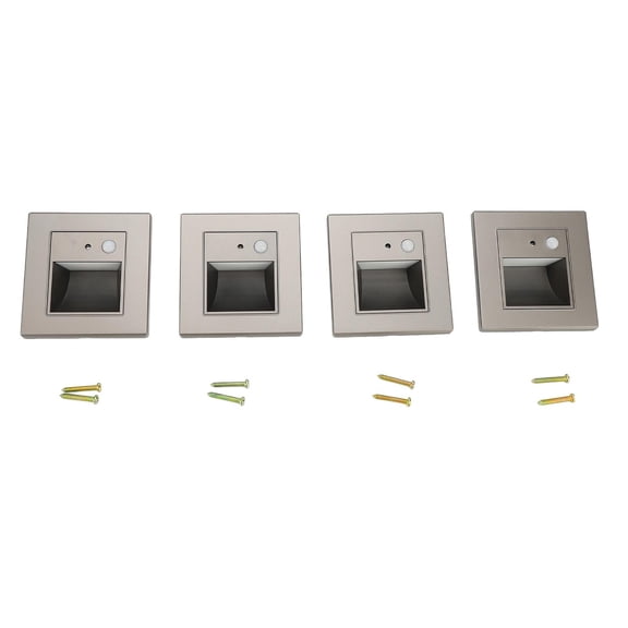 Yajisi 4‑Pack Motion Sensor Step Lights, 110‑240V, 120° 3‑m Range, Embedded Recessed Design, Warm White, Grey