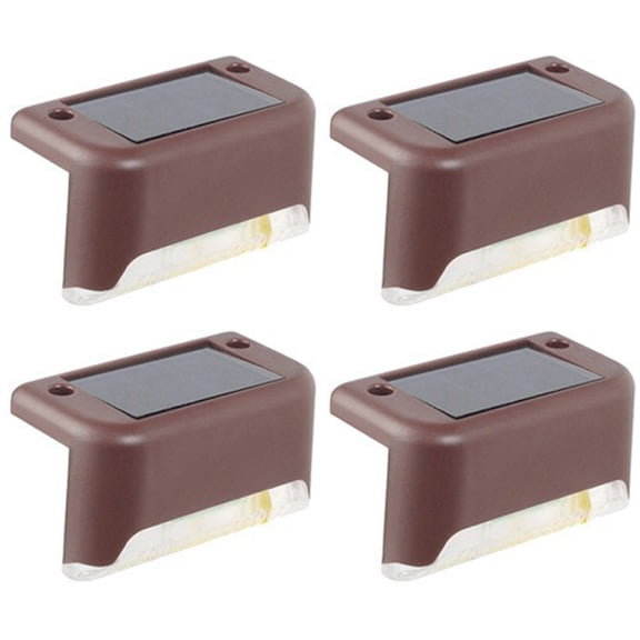 Yajisi 4 Pack Solar Stair Lights Waterproof LED Deck Step Rail Lights for Outdoor Home Garden Pathway Fence Yard Decor, Brown Finish, Multicolor Light [10 inches / 25.4 cm]