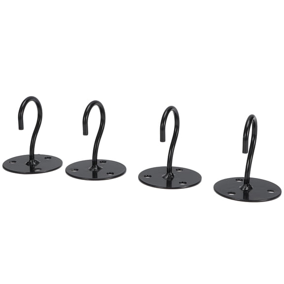 Yajisi 4-Piece Metal Ceiling Hooks Wall Mounted Plant Hangers for Lanterns Flower Pots Wind Chimes Black Heavy Duty Decorative Hanging Hardware 3.94 inches / 10 cm