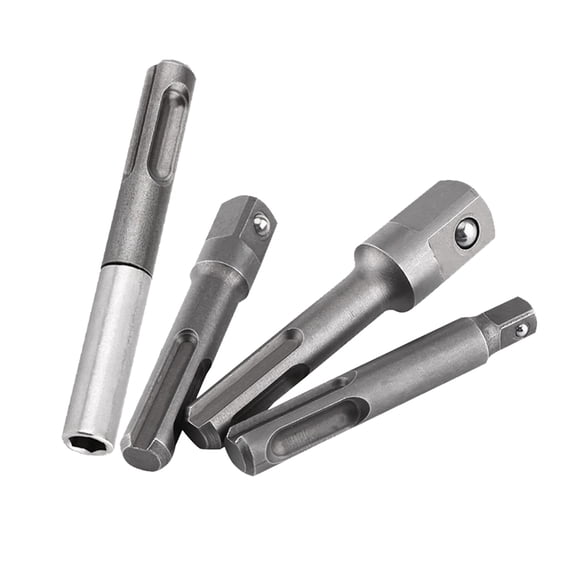Yajisi 4-Piece SDS Plus Shank Drill Bit Extension Connector Set 1/4-Inch Hex Socket Adaptor 1/4 3/8 1/2-Inch Square Heavy Duty Drill Bit Holder