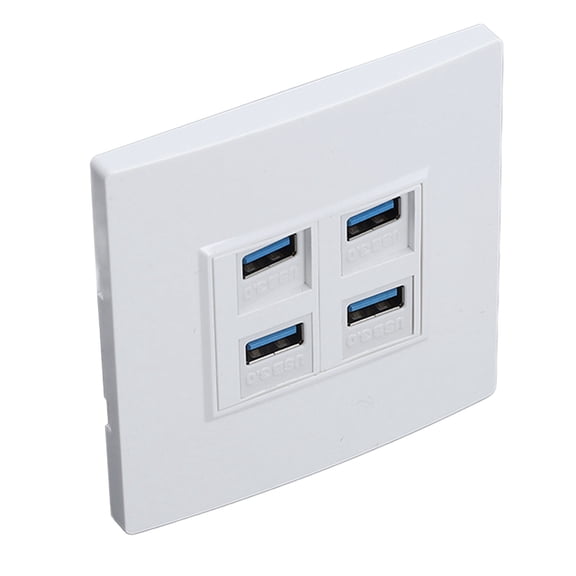 Yajisi 4 Port USB 3.0 Ethernet Wall Plate Outlet 5Gbps High Speed Data Panel Plug 3.4x3.4 in