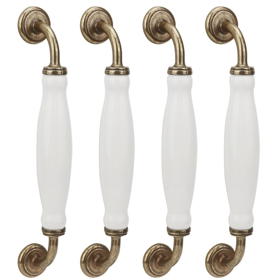 Yajisi 4 Sets Ceramic Handle European Style 160mm / 6.3 inches Hole Distance Cabinet Door Drawer Handle Hardware for Home Improvement