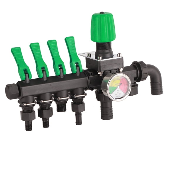 Yajisi 4 Way Water Splitter Agricultural Sprayer Control Valve Drip Irrigation Manifold (10.2 inches / 26 cm)