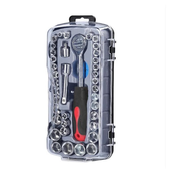 Yajisi 40 PCS Socket Set Practical Motorcycle Bicycle Auto Repairs Tool Hexagonal Ratchet Wrench Combination Tool Set with Storage Box (9.84 inches / 25.00 cm)