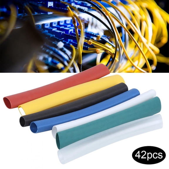 Yajisi 42Pcs Heat Shrink Tube Wire Wrap Sleeves Data Cable Protect Sheath 6mm to 3mm Waterproof PEX Tubing, 2:1 Shrink Ratio Electrical Wire Wrap for Home Improvement and Equipment (0.24 in / 6 mm)