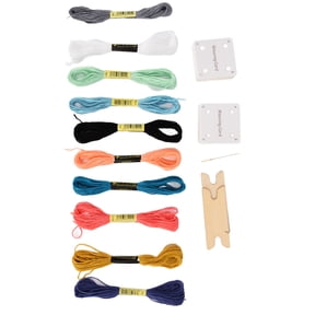 Yajisi 44-Piece Tablet Weaving Cards Kit with Wood Shuttles & 10 Embroidery Threads for DIY Craft Knitting (5.9 inches / 15 cm)