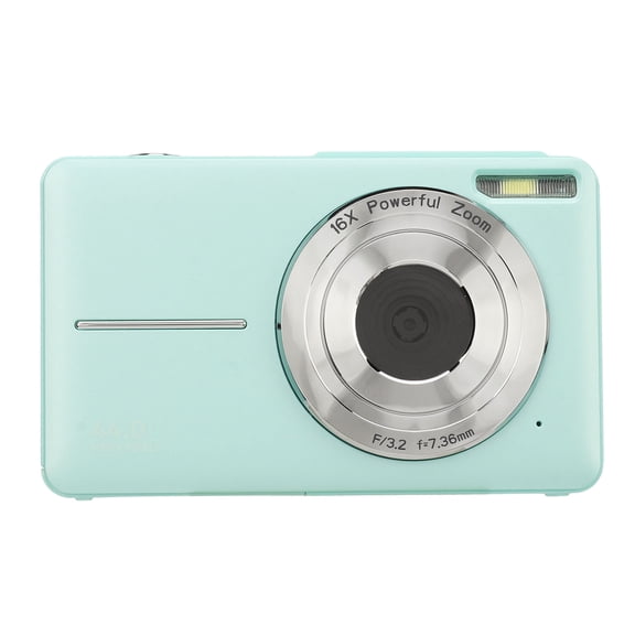 Yajisi 44MP Digital Camera 1080P HD 16X Zoom Auto Focus 2.5 Inch IPS Display Pocket Point and Shoot Camera for Travel Life Recording Green EU Plug 100-240V / 243g 8.57oz