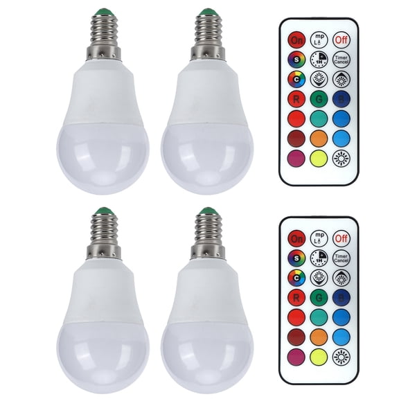 Yajisi 45W LED RGB Bulb Light, Color Changing Remote Control Lamp for Bedroom Stairway Bar, 85V-265V, Warm White 3000K, E14 Lamp Socket (4 Pack)