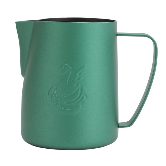 Yajisi 480 ml Stainless Steel Milk Frother & Latte Art Pitcher – Swan‑Patterned, Precision Spout, 304 Steel, Matte Green