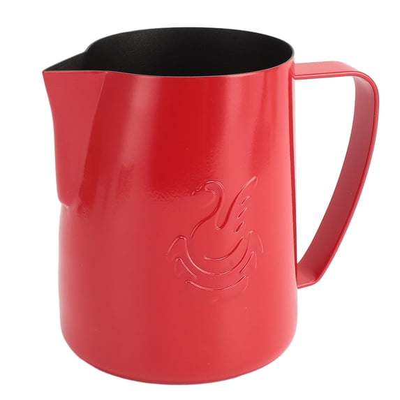 Yajisi 480 ml Stainless Steel Milk Frothing Pitcher – Swan‑Patterned Latte Art Steamer with Precision Spout, Smooth Flow, Bright Red Finish