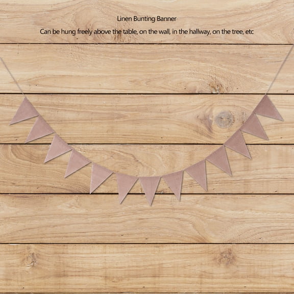 Yajisi 48Pcs Rustic Linen Bunting Banner for Wedding Party Holiday Celebration, DIY Personalized Bunting Flags 12.3ft / 3.75m Long