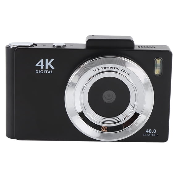 Yajisi 4K Digital Camera with Front and Rear Lens UHD 48MP 2.8 inch / 7.1 cm Screen 16x Digital Zoom Auto Focus Portable Compact Travel Video Point and Shoot Black
