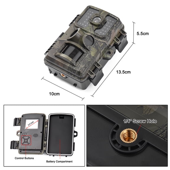 Yajisi 4K Trail Camera 16MP Wildlife Scouting Tracking Camera 2.0" TFT Color Screen PIR Sensors 0.5s Trigger Time Infrared Night Vision Motion Activated IP66 Waterproof