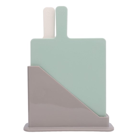 Yajisi 4-Piece Plastic Cutting Board Set, Color Coded with Food Icons & Storage Stand, PP Material, 13.39x9.84x3.15in