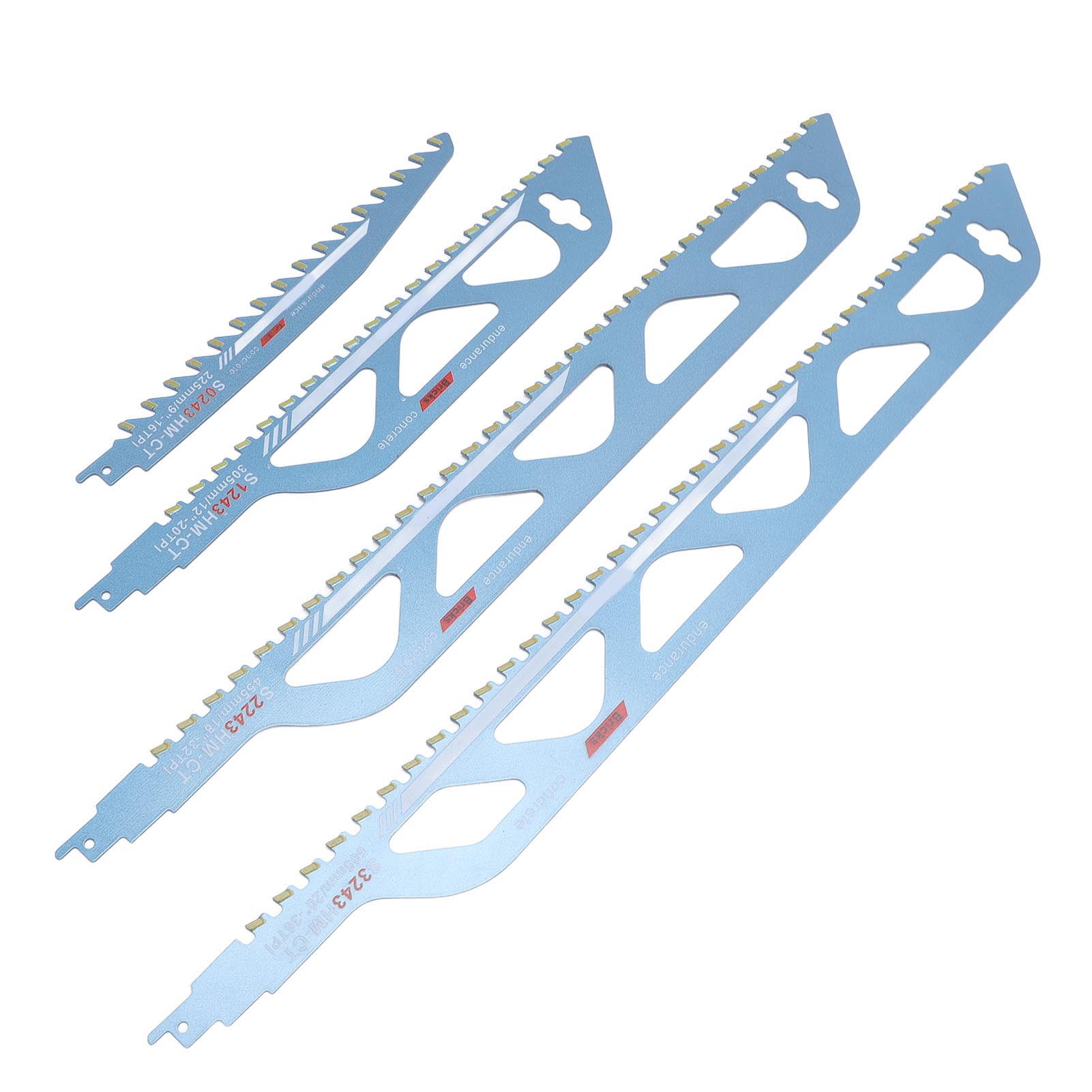 Yajisi 4PCS Reciprocating Saw Blades Set 9 12 18 20 Inches / 22.8 30.5 45.7 50.8 cm Carbide Cutting Sawblades for Concrete Brick Stone Plastic Heavy Duty