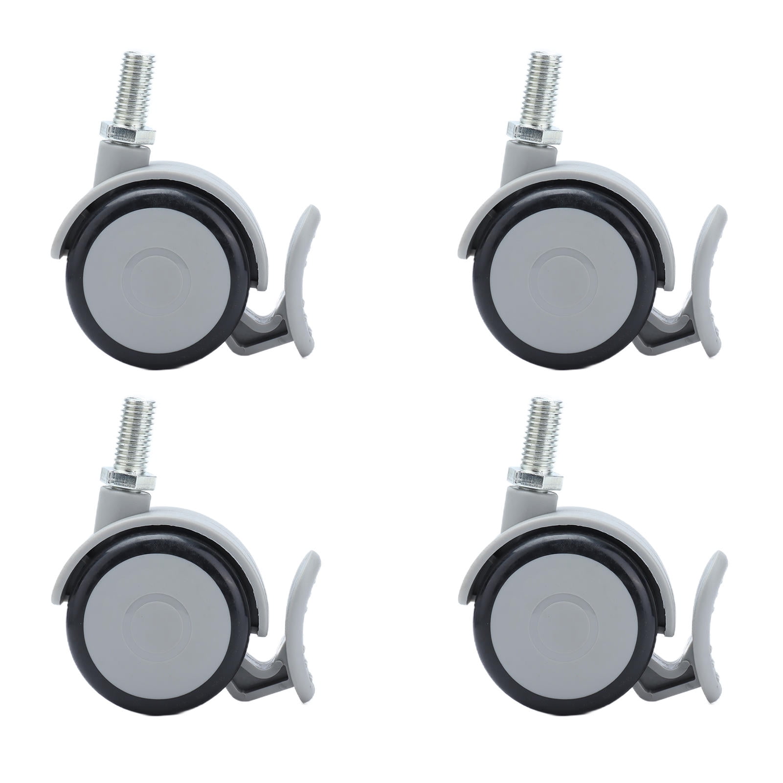 Yajisi 4Pcs 2-Inch Rubber Brake Caster Wheels with M10 Thread Stem for Office Chairs and Furniture (5.08 cm) Swivel Accessories Home Improvement Desk Setup Replacement Set Heavy Duty Hardware
