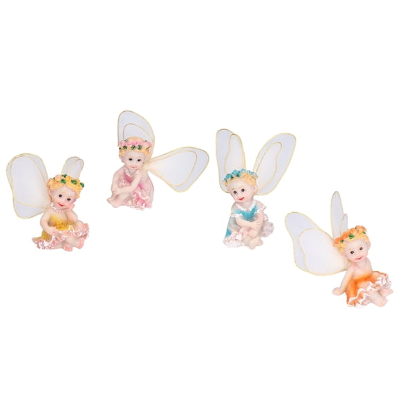 Yajisi 4Pcs Flower Fairies Figurines Garden Home Ornament Fairy Figures Resin Craft Bonsai Decoration Micro Landscape Statue (2.8x1.6x2.4 in / 7x4x6 cm)