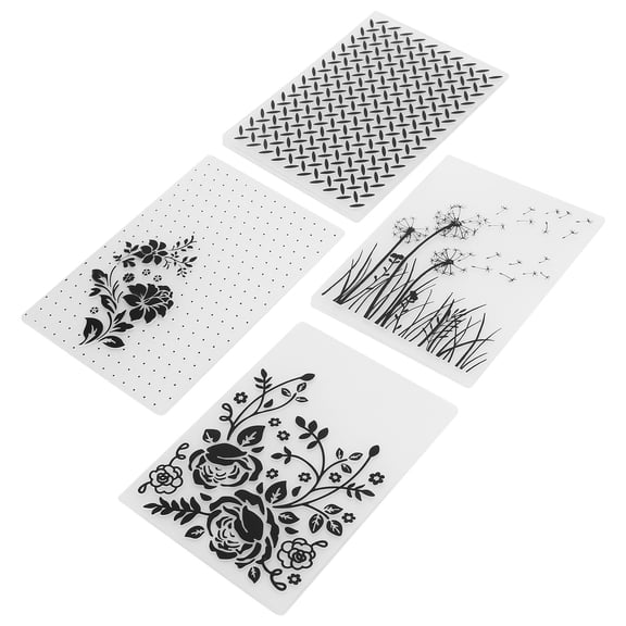 Yajisi 4Pcs Plastic Embossing Folders Set for DIY Card Making, Transparent Scrapbooking Embossed Template Paper Craft Tools for Festival Gift Wrap Decorations (15x11 inches / 38.1x27.9 cm)