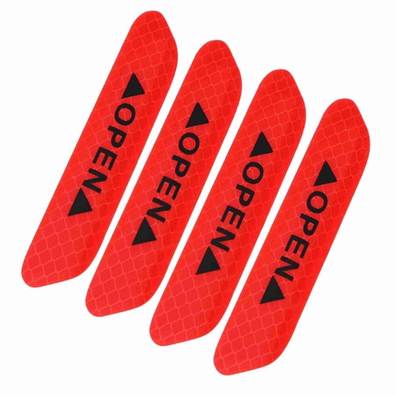 Yajisi 4Pcs Self Adhesive Car Door Reflective Warning Decal Safety Strip Stickers Sign Red