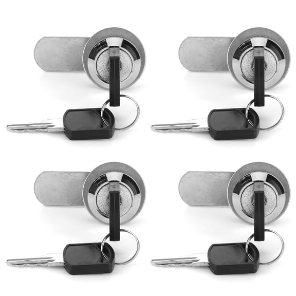Yajisi 4Pcs Tubular Cam Lock Toolbox Drawer Cabinet Locker Replacement with 8 Keys for Trailer RV Electrical Cabinet 15mm / 0.59 inches Dia Chrome Finish High Security Ambidextrous Lockable Hardware